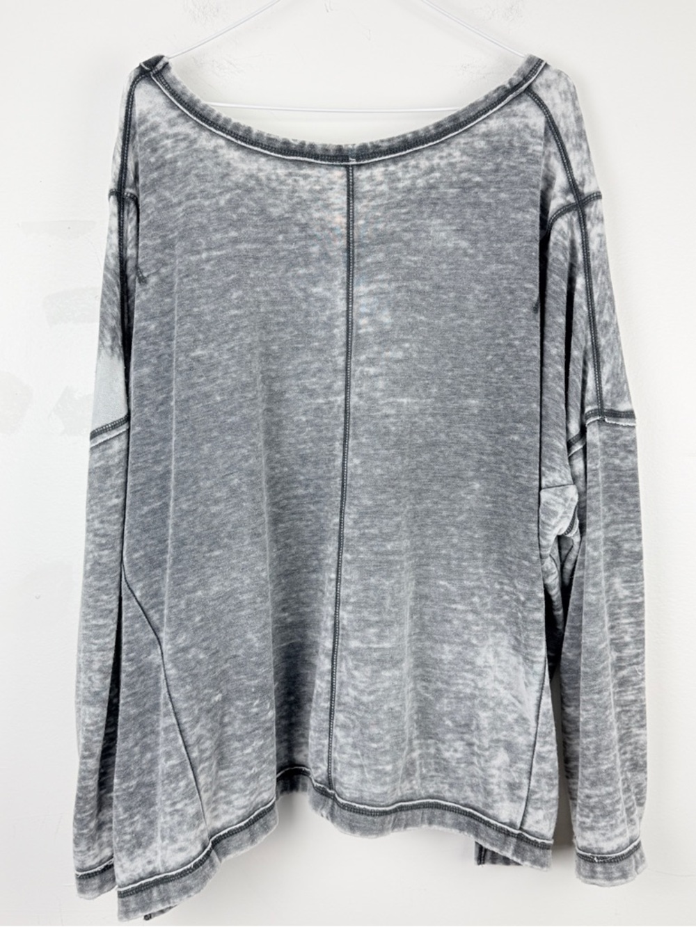 Free People Gray Mineral Wash Oversized Pullover Sweatshirt Boho Lounge Top - Picture 2 of 5